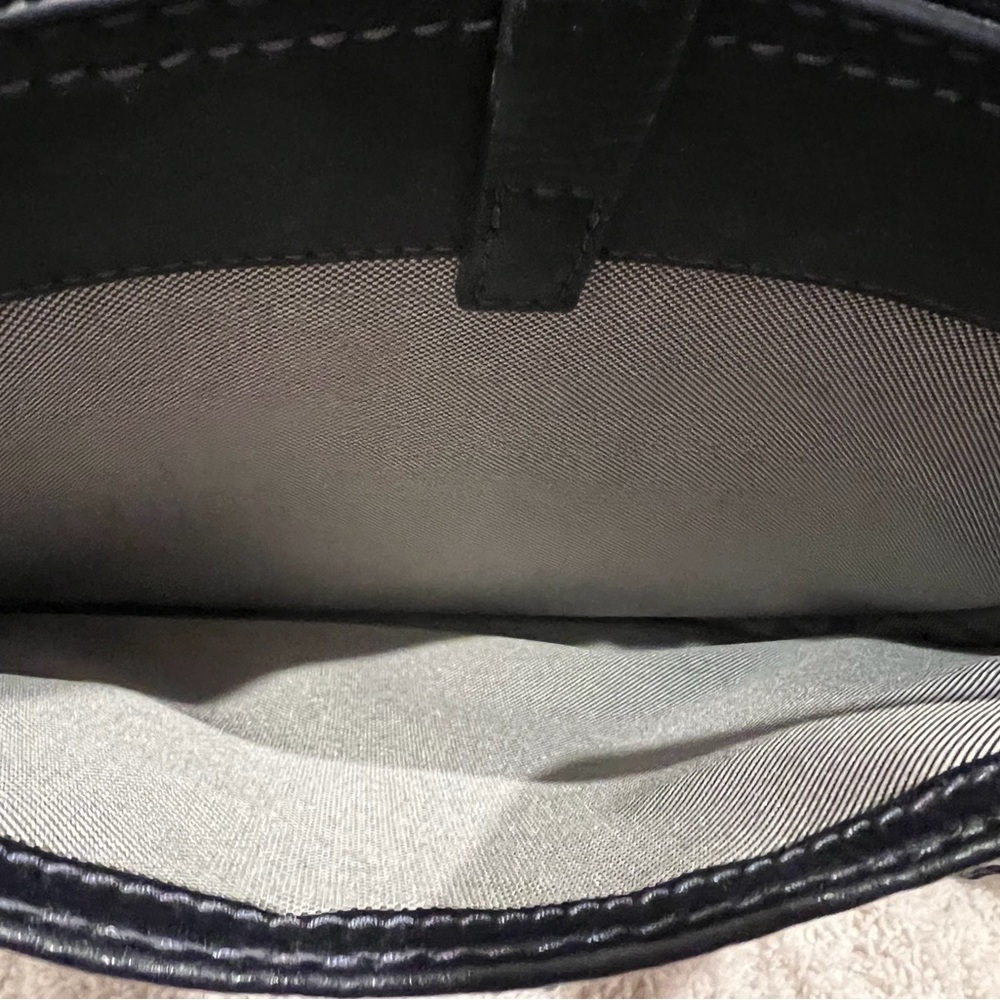 Fossil Navy Woven Leather Floral Cutout Satchel - Picture 10 of 12